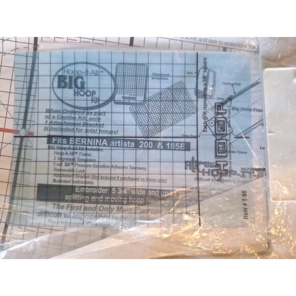 Hoop It All Bernina Artista 185 200 Quilting Hoop Kit Giant Wide T 98 Giant - Picture 7 of 8